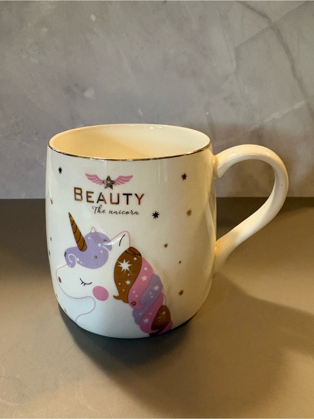 Source Unknown Beauty The Unicorn Ceramic Mug - White with Pink & Purple Accents